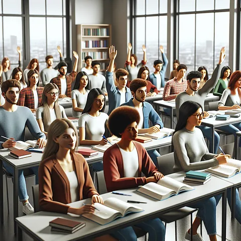 Realistic stock image of students in English class.