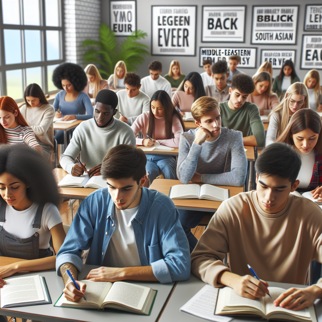 Realistic stock image of students in English class